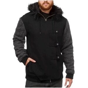 Game of Thrones HBO Jon Snow Black Faux Fur Hoodie Sweatshirt Jacket Size Large